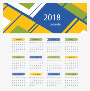 Yellow Blue Abstract Background 2018 Calendar 2392 - 2018 Calendar Transparent Background