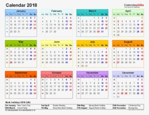 Download 2018 Calendar Uk Printable Clipart Template - 2018 Calendar Printable Uk