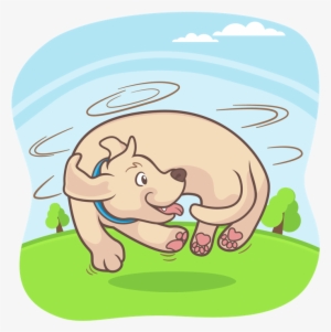 Dog In A Park Chasing Its Own Tail - Dog