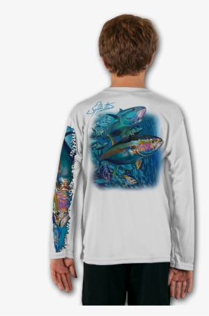 Tuna White Youth Solar Ls Back Performance Shirt - T-shirt