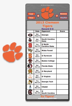 Let's Go Dawgs - 2016 Clemson Football Schedule Printable
