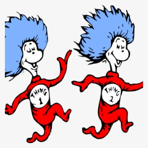 Wall Dr Seuss Thing 1 & Thing 2 Character Kids Room - Thing 1 And Thing 2 Running