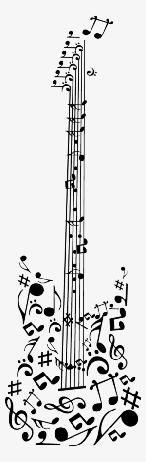 Musical Notes Guitar Wall Sticker - Guitarra Electrica Con Notas Musicales
