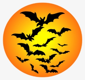 Moon With Bats Halloween Cartoon Clip Art - Halloween Bat