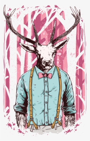 Anthropomorphic Animals - Hipster-rotwild Im Wald Spiral Notizblock