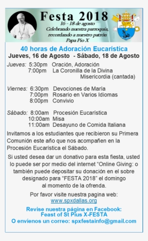 Festa 2018 - Español - Pope Pius X