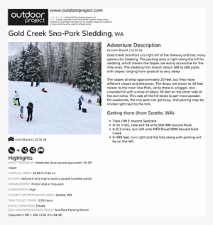 Gold Creek Sno-park Sledding Field Guide - Trail