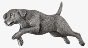 Jj Pewter Running Dog Brooch Vintage - Rottweiler