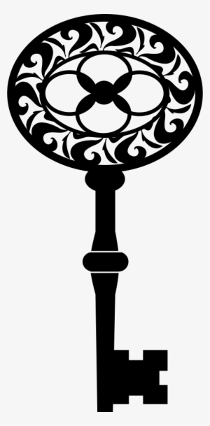 Vintage Oval Key Shape With Floral Design Comments - Icon