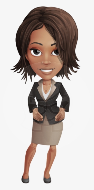 African American Female With Black Coat Vector Character - Free Woman Cartoon Character Png