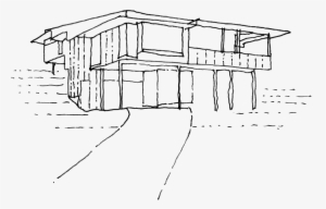This House Was Designed On A Steep And Challenging - Line Art