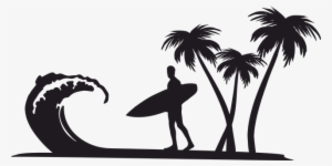 Surfboard Palm Trees Silhouette