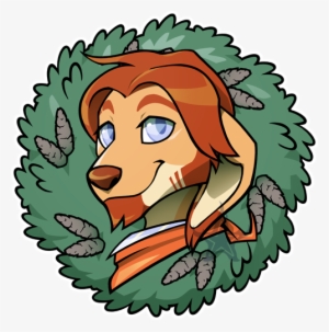 Blue Conifer Ornament - Cartoon Christmas Wreath