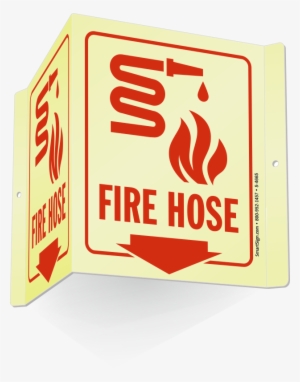 Fire Hose Sign - Smartsign By Lyle Smartsign Projecting Aluminum V-sign,