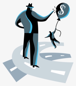 Vector Illustration Of Businessman Deflates Competition - Illustration