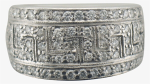 Vintage Platinum Greek Key Diamond Ring