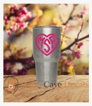 Heart Monogram Decal Cube Window Laptop Phone Tablet - Bokeh