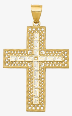 Filigree Greek Key Small Cross Pendant - Pendant
