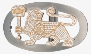 Icelink 18k Gold & Stainless Steel Iced Out Lioness - Belt Buckle
