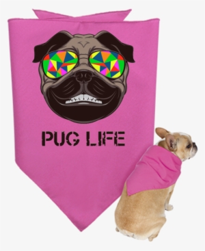 Pug Life - Cool Pug With Psychedelic Sunglasses Large Tote Bag,