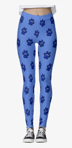 Blue Paw Prints Thick Band Leggings - Jambières De Foi Amour Espérance