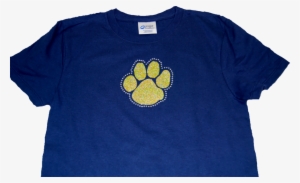 Ladies T-shirt With Gold Glitter & Rhinestone Paw Embellishment