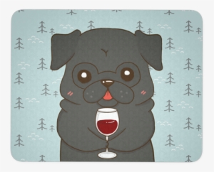 Black Pug Drink Wine Mouse Pad, Dog Lover Gift Mousepad - Dog