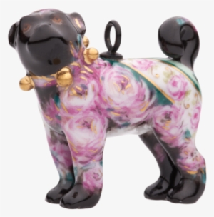 Meissen®-pug Black With Rose Decoration - Black