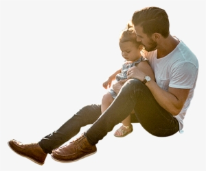 A Hipster Dad Enjoying The Day With His Daughter While - Parent Sitting Png