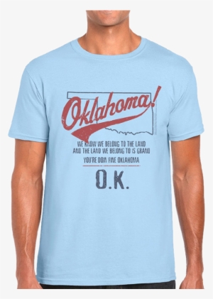 Oklahoma Unisex Light Blue Tee- Map Outline - Fruit Of The Loom Shirt Mint