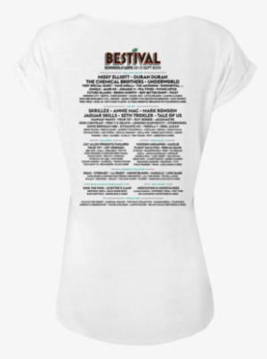 Bestival 2015 White Ladies Rolled Sleeve T-shirt - Active Shirt