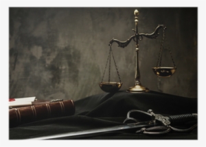 Scales, Book And Sword Of Justice On A Judge's Mantle