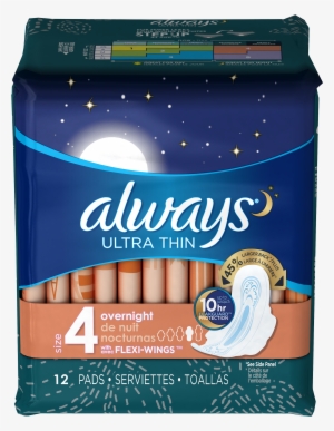 Always Ultra Thin Size 4 Overnight Pads With Wings,
