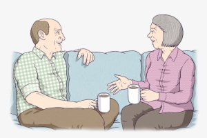 Two Old People Are Sitting On A Couch, Talking - Old People Talking Cartoon