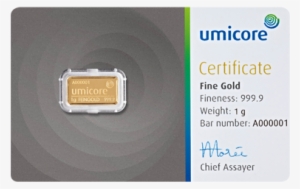 Umicore 1g Gold Bar
