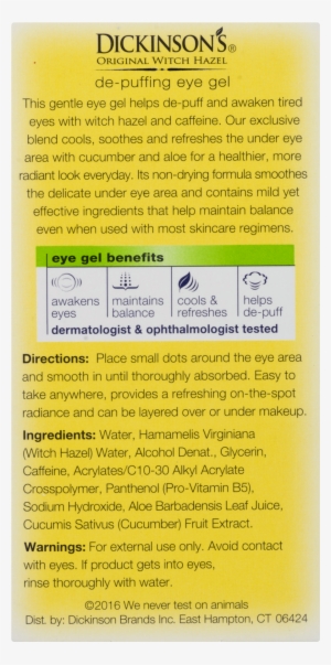 Dickinson's Original Witch Hazel De-puffing Eye Gel,