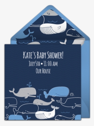 Free Navy Whales Invitations - Elephant