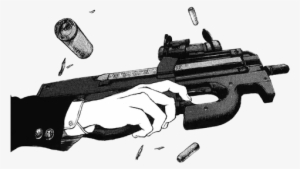 Mine Black And White Anime My Edit Edit Manga Guns - Anime Boy Gun Png