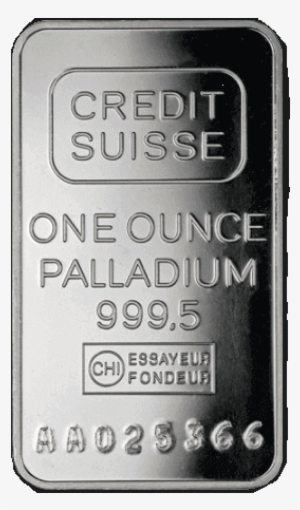 Frontal View Of A Minted 1 Oz Credit Suisse Palladium - Palladium Bars