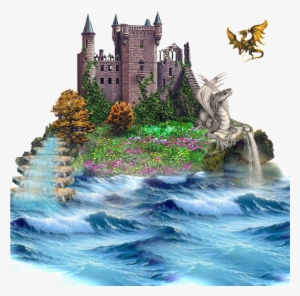 Painted Fairytale Castle Running Water Pattern Elements