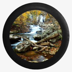 River Running Water Through Wooded Hills Jeep Camper