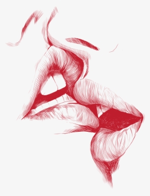 Two Lips Kissing Drawing