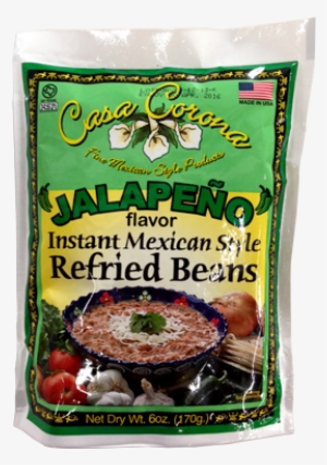 Jalapeño Flavored Refried Beans - Casa Corona Refried Beans, Instant, Mexican Style -