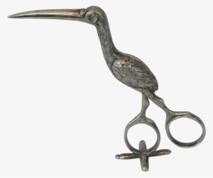 Antique German Sterling Silver Wolf & Kneel Stork Scissor - Limpkin