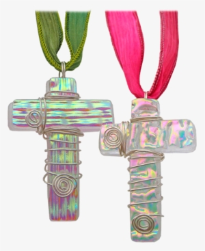 Glass Art Cross Pendant Made With Ashes - Green Cross Cremation Ashes Pendant