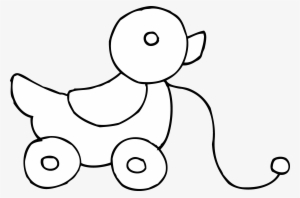 Rolling Duck Toy Coloring Page Free Clip Art Black - Pulling Duck Coloring Pages