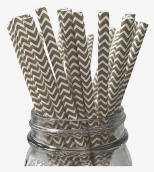 Gold Chevron Striped 25pc Paper Straws - Blue