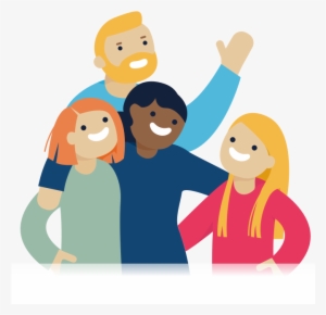 Illustration Of Four People Hugging And Smiling - People Talking Transparent Background