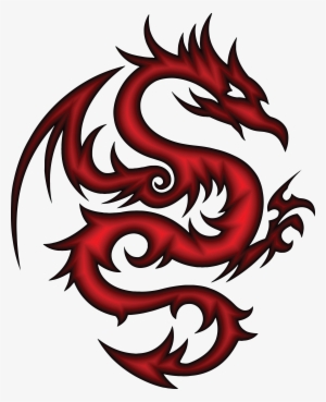 Free Clipart Of A Red Dragon In Tribal Style - Tribal Dragon Svg