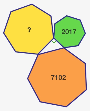 Three Regular Heptagons With Different Side Lengths - Area